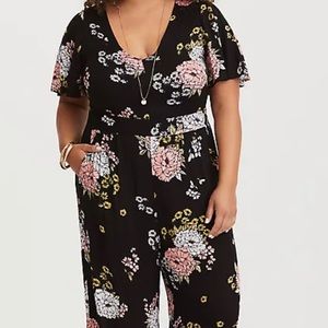 Torrid floral wide leg jumpsuit
